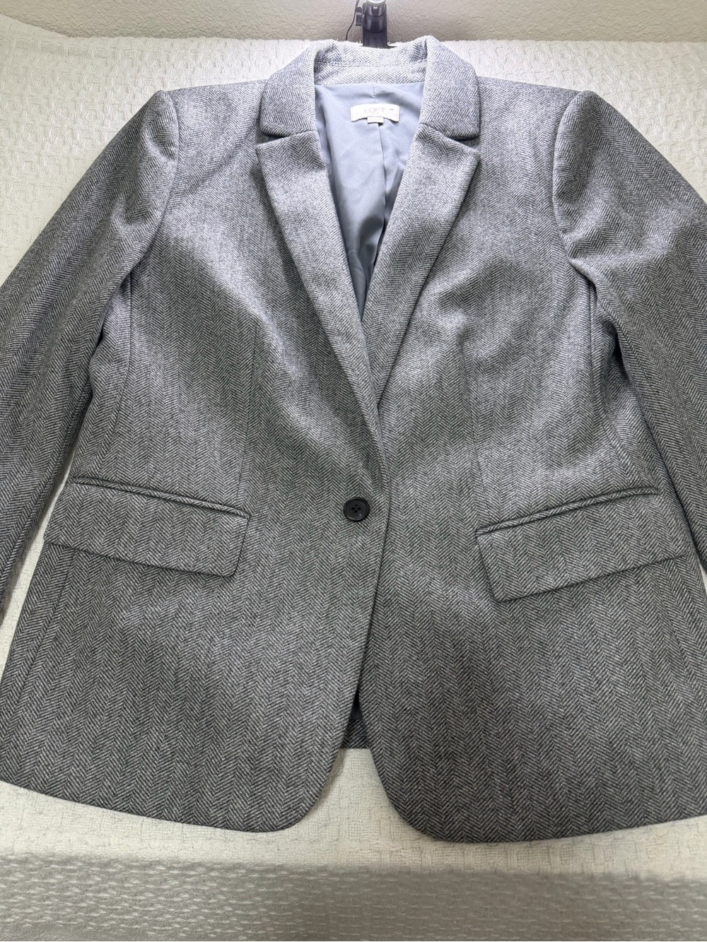 LOFT Gray Herringbone Blazer
